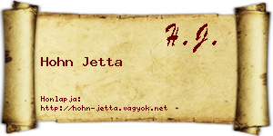 Hohn Jetta névjegykártya